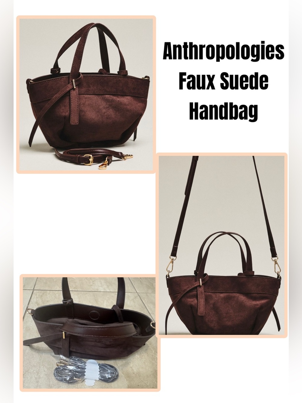Anthropologies Faux Suede Handbag